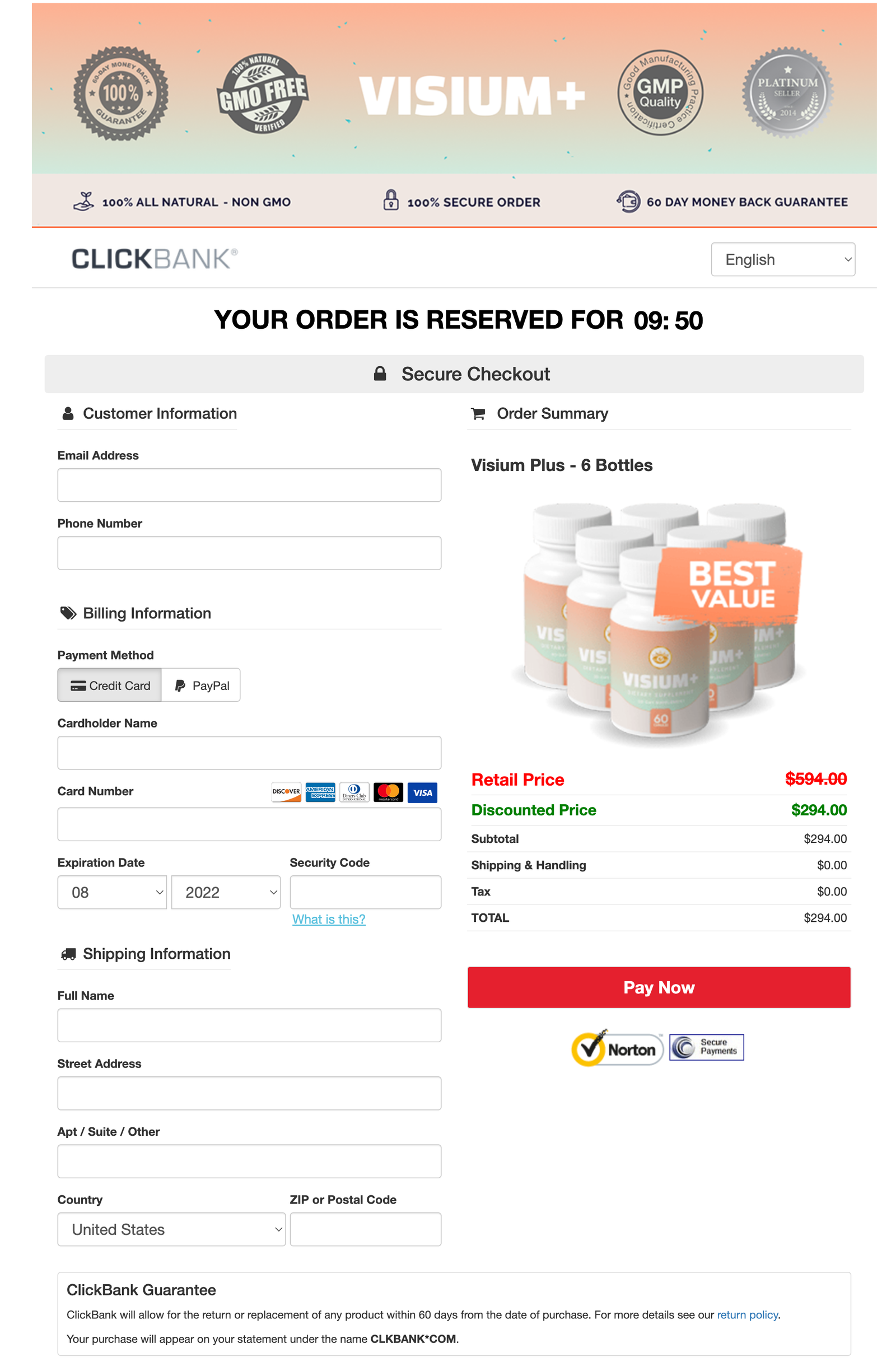 Visium Plus - Order Page